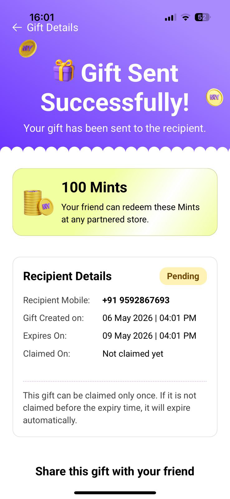 📥 Receiving a Gift — View, Claim & History 1